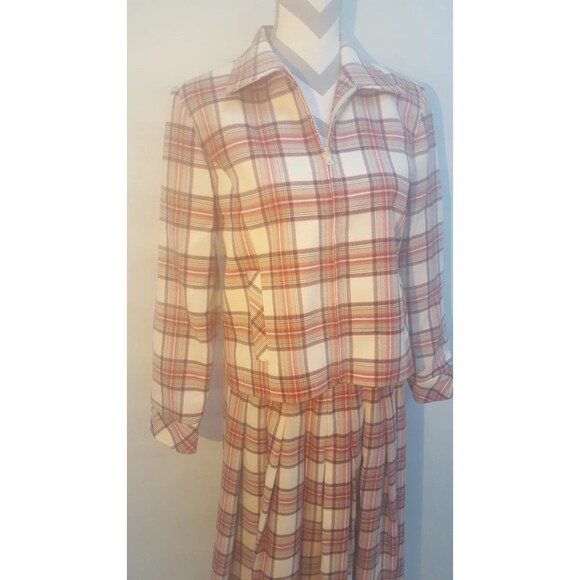 Pendleton long pleated wool tartan plaid skirt suit blazer jacket coat 8 8P S - Picture 10 of 12